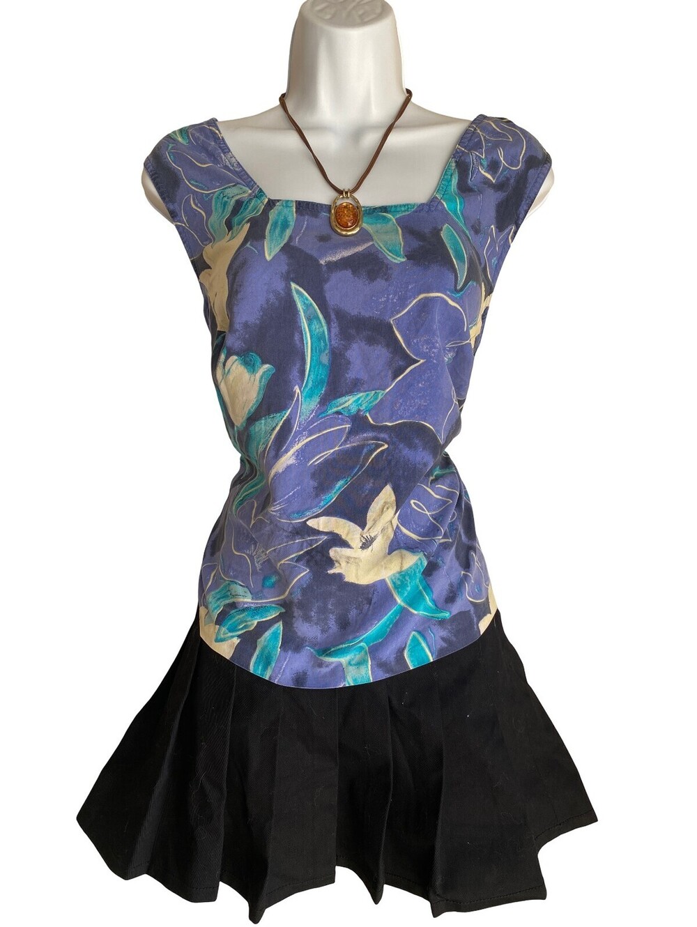 Vintage Valerie Stevens II Plus 18W Silk Floral Cap Sleeve Blouse Whimsigoth Boh